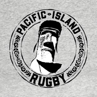 Easter Island Head Rugby Fan - White Text T-Shirt